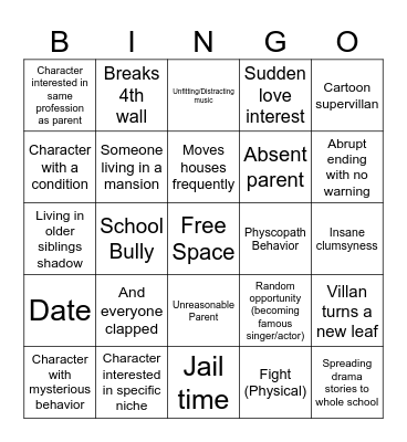 MSA bingo Card