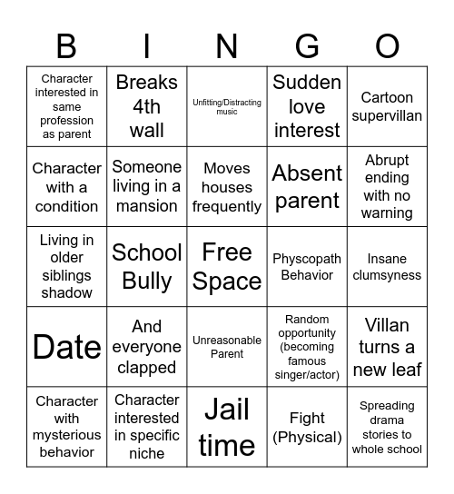 MSA bingo Card