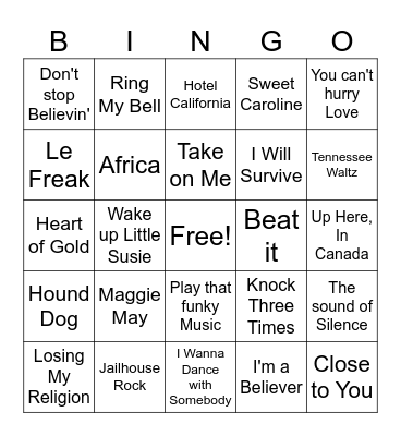 Music Bingo Card