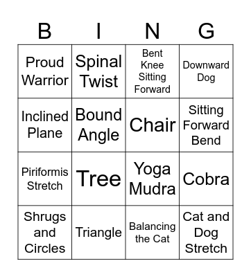 Yoga Bingo Card
