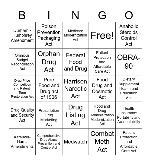 Laws! And Ethics! And Laws! Bingo Card