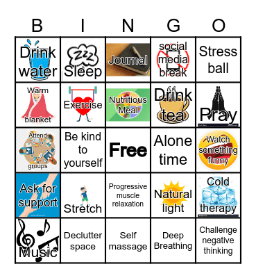 Positive Coping Skills Bingo Card