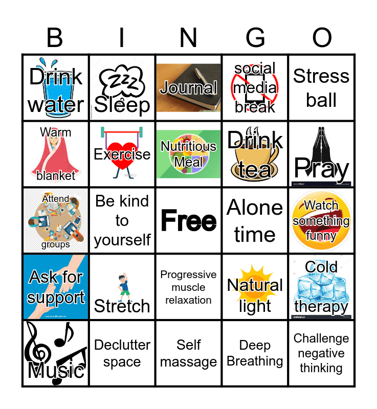 Positive Coping Skills Bingo Card