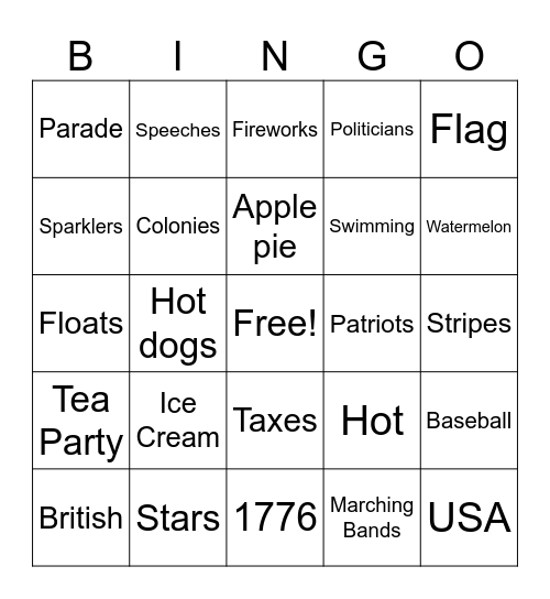 Independence Day Bingo Card