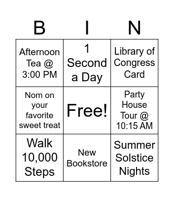 Celebrate Claire Day Bingo Card