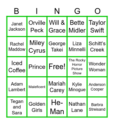 Pride Bingo Round 2 Bingo Card
