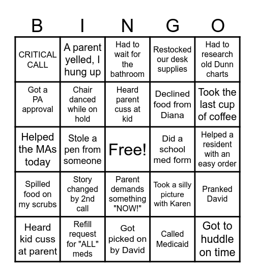 PHONE TRIAGE Bingo Card