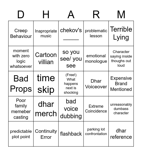 Dhar Mann Bingo Moatija Bingo Card