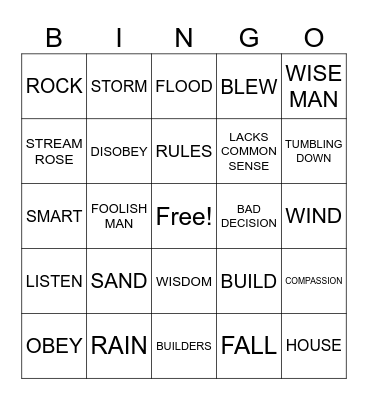 Foundation of Jesus Bingo Card
