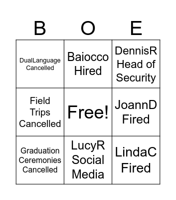 EUFSD Bingo Card