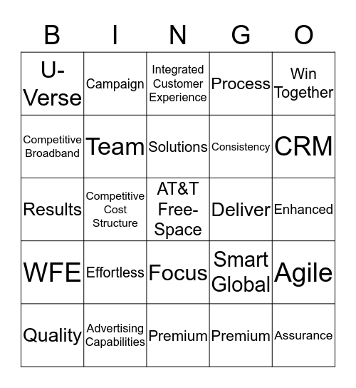 2016 Priorities Bingo Card