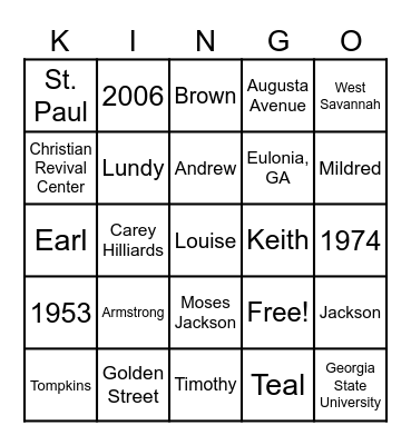 Bingo Card