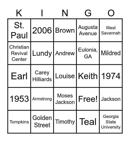 Bingo Card