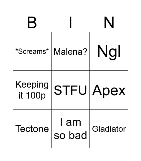 Nick said Bingo Card