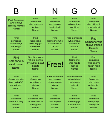 Summer Bridge Bingo Card