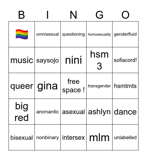 sofiacord hsmtmts pride bingo Card