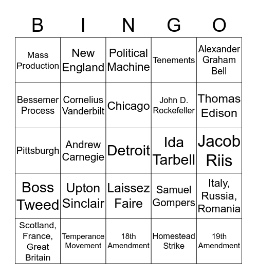 Midterm Bingo Card