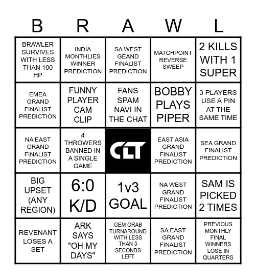 Brawl Esports Bingo Card
