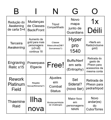 LOAON 2023 Bingo Card