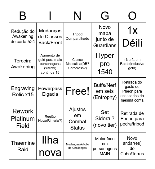 LOAON 2023 Bingo Card