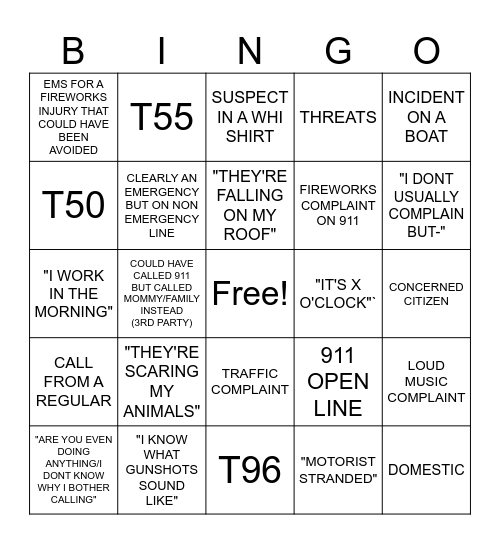 4TH OF JULY DISPATCH BINGO Card