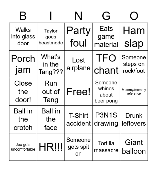 TFO 2023 Bingo Card