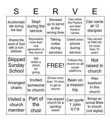FMCOG Volunteer Bingo Card