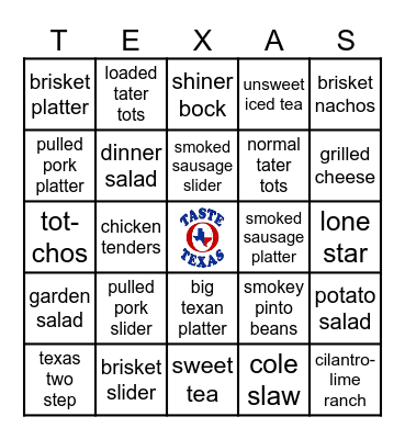 taste-o-texas! Bingo Card