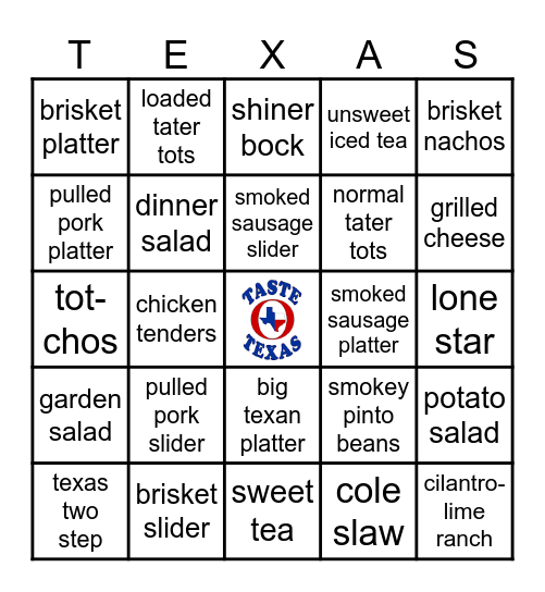 taste-o-texas! Bingo Card