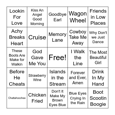 COUNTRY BINGO Card