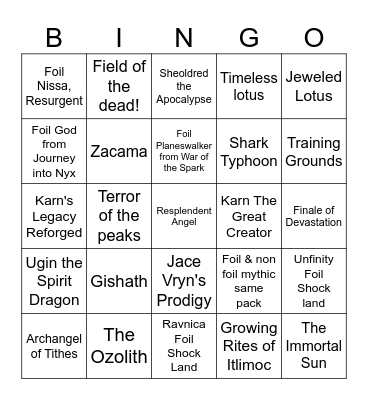 Cracking Packs Bingo! Bingo Card