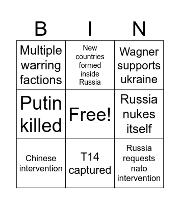 Russian Civil war Bingo Card