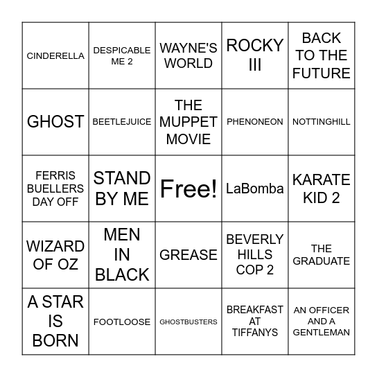 MOVIE BINGO Card