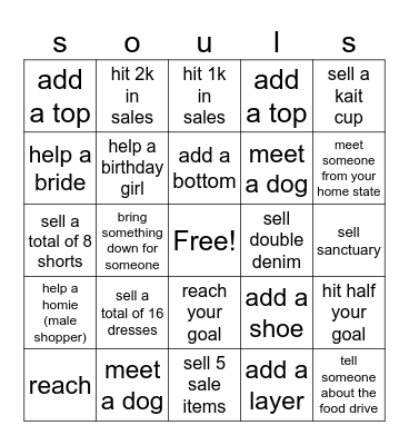 sell your souls saturday Bingo Card