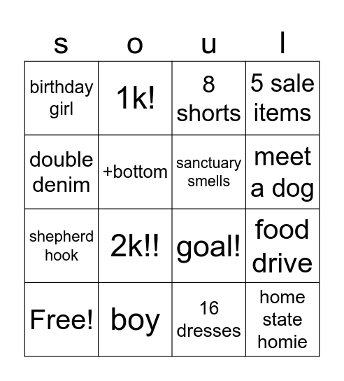 sell your soul saturday Bingo Card