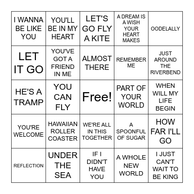 DISNEY BINGO Card