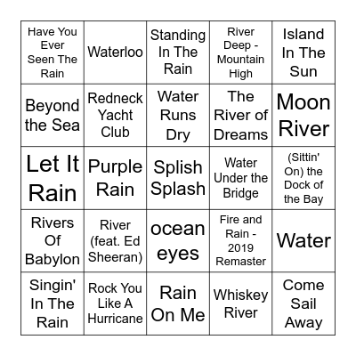 Songs About Water Bingo Card