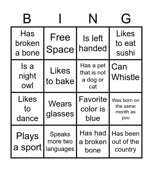 MLKCH Bingo Card Bingo Card