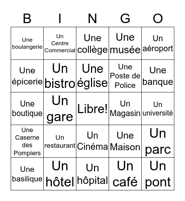En ville Bingo Card