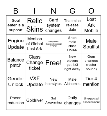 Loaon Summer Bingo Card