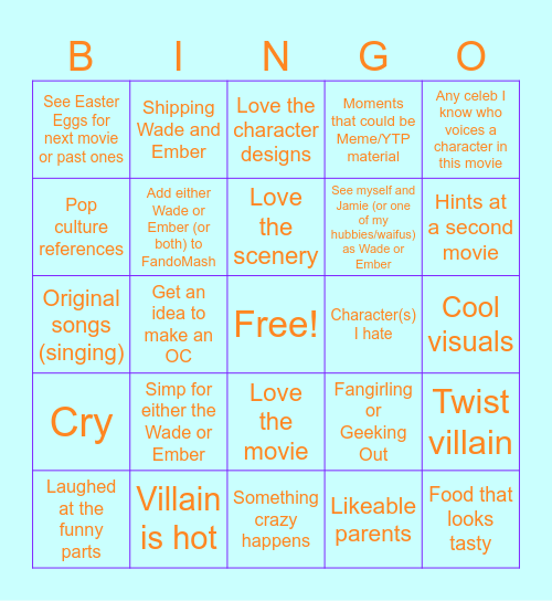 Elemental Bingo Card