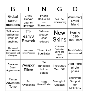 LOAON SUMMER23 Bingo Card