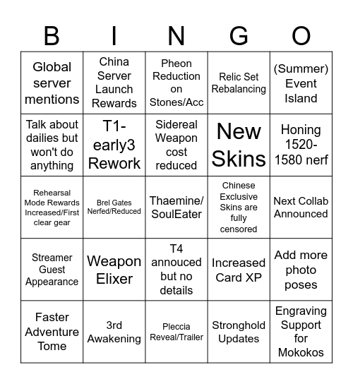 LOAON SUMMER23 Bingo Card