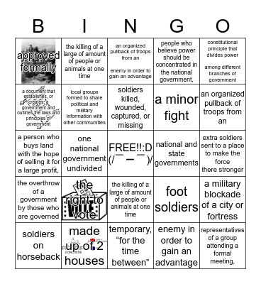 vocabulary Bingo Card