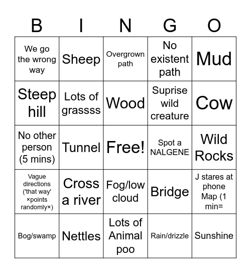 Jamie Walk 🚶‍♀️🚶‍♂️🙃 Bingo Card