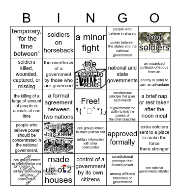 vocabulary Bingo Card