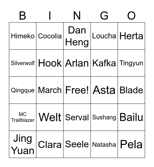 OtakuFest Honkai Starrail Bingo Card
