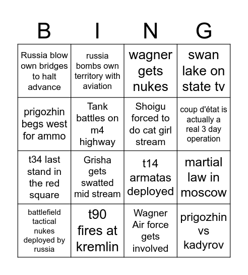Civil War 2 Electric Boogalooo Bingo Card