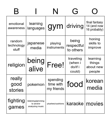 david's interests Bingo Card