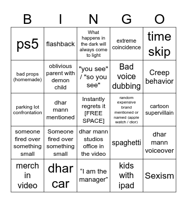 Dhar Mann Bingo v4 Bingo Card